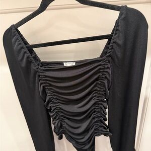 Free People Black Ruched Bodysuit